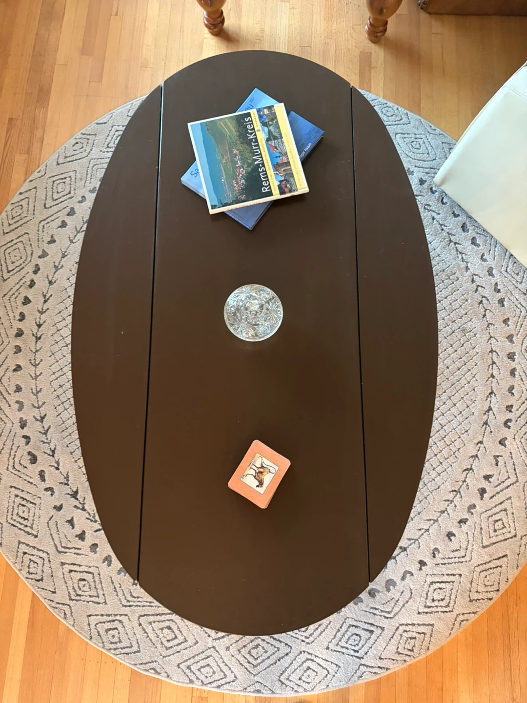 Oval Drop Leaf Coffee Table - Dark Brown - photo 3