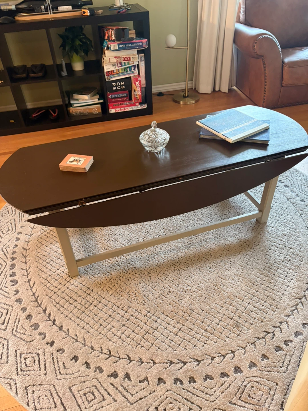 Oval Drop Leaf Coffee Table - Dark Brown