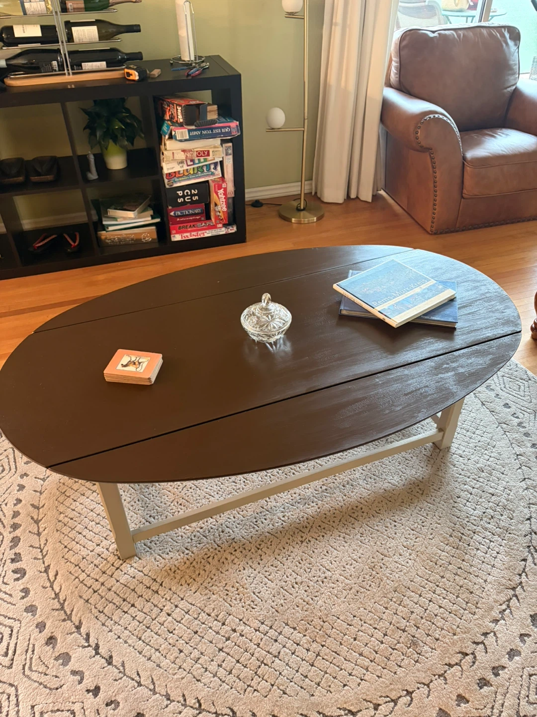 Oval Drop Leaf Coffee Table - Dark Brown - photo 2