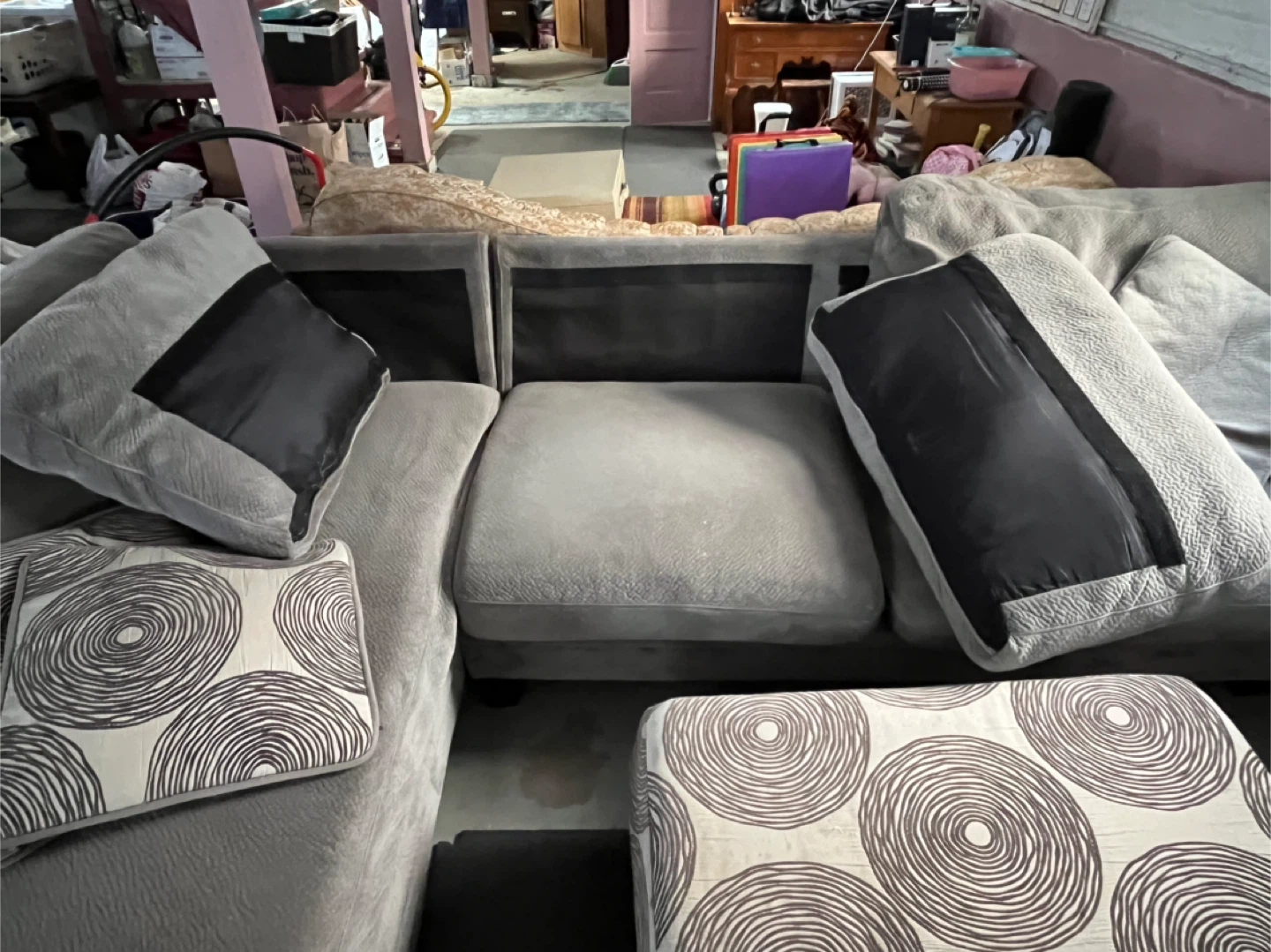 Gray Sectional Sofa with Ottoman - photo 5