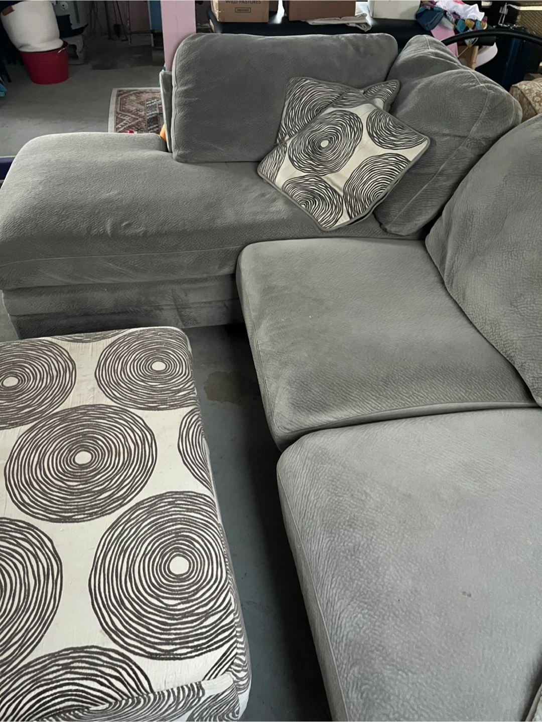 Gray Sectional Sofa with Ottoman - photo 3