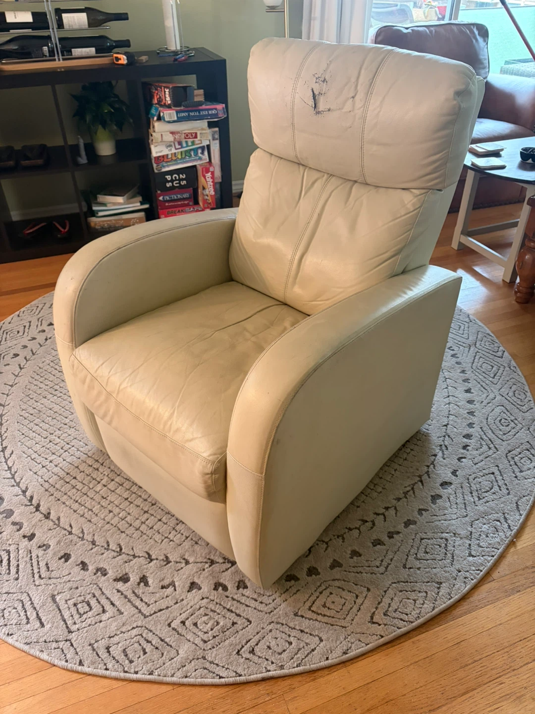 Cream Leather Recliner Chair