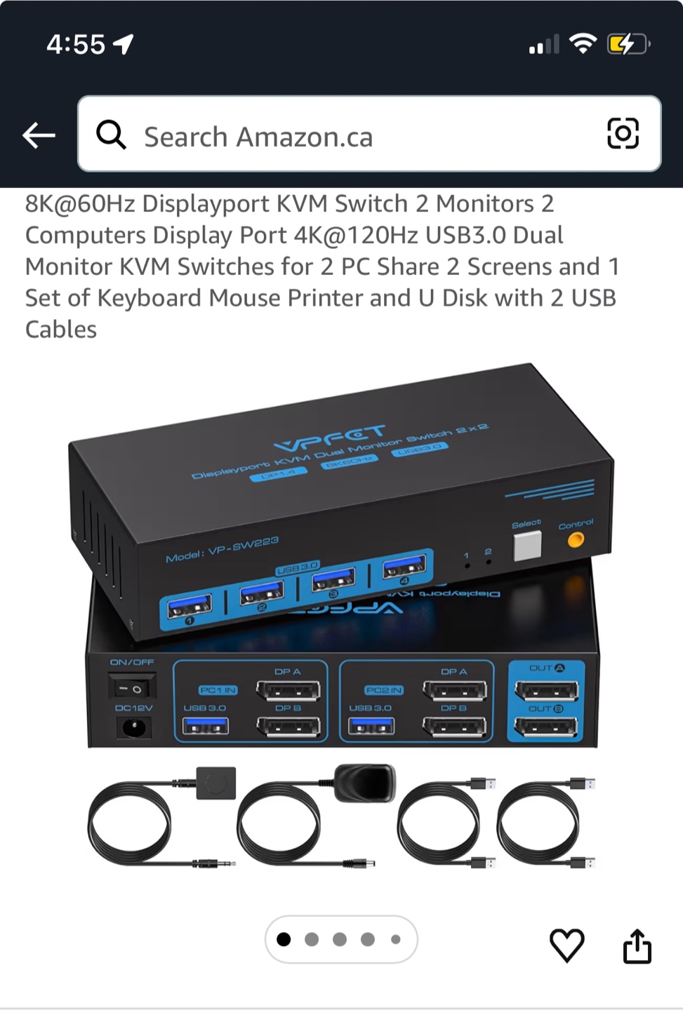 Displayport KVM Dual Monitor Switch 2x2