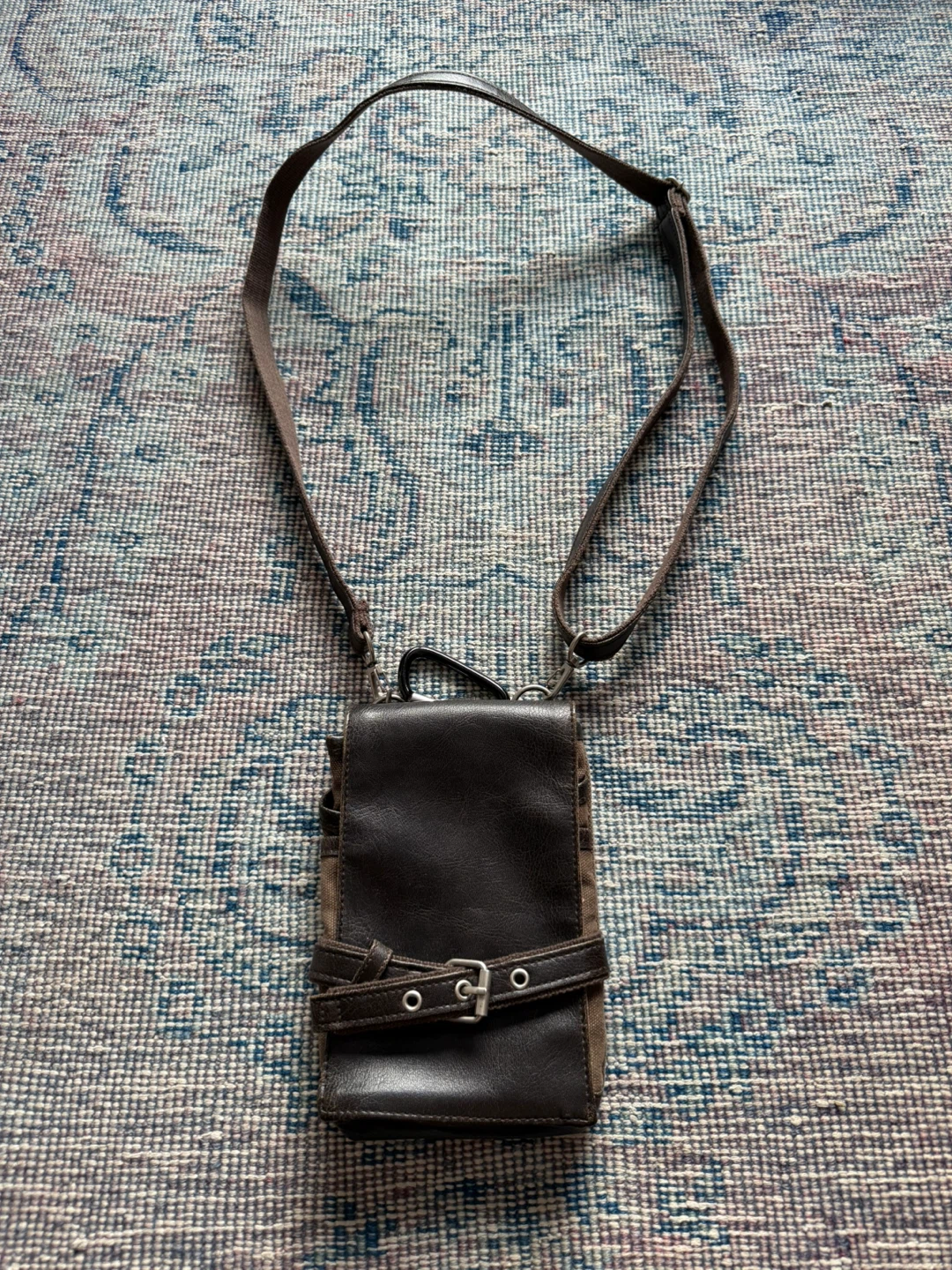 Cubic Core Canvas & Leather Crossbody Bag
