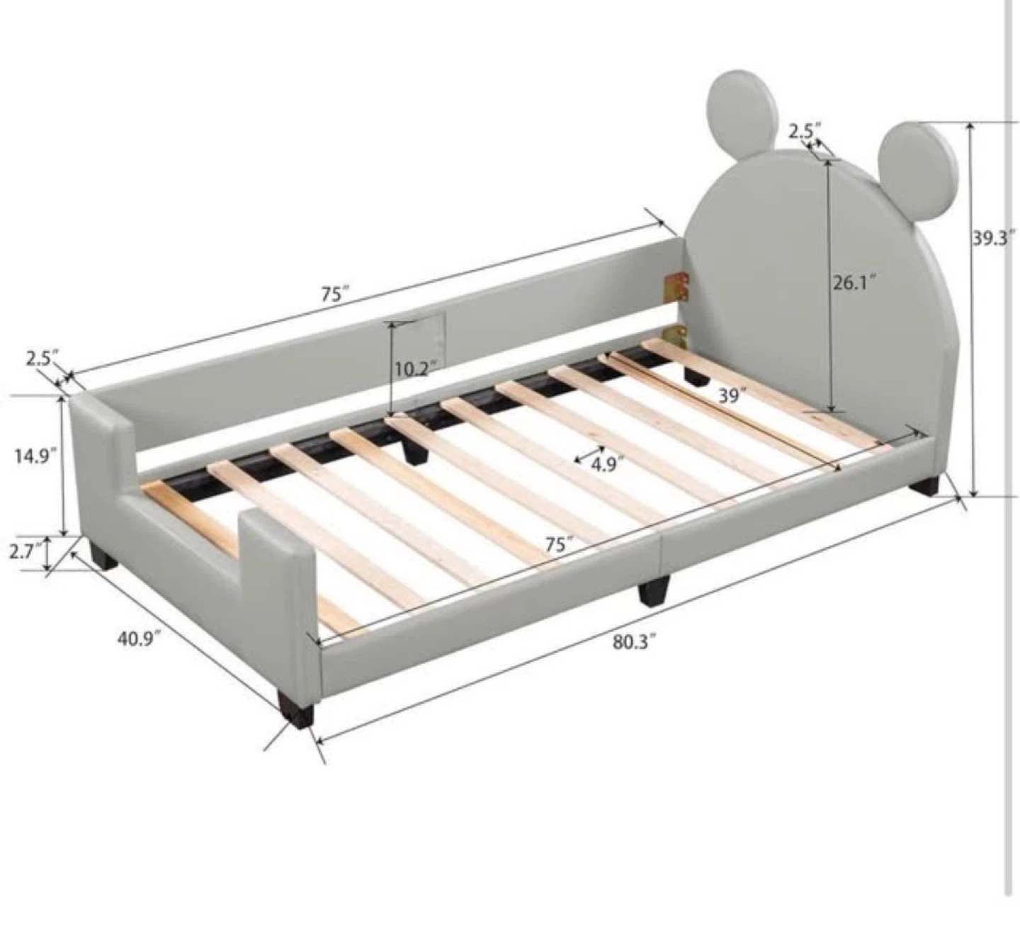 Grey twin size bed for kid - photo 5