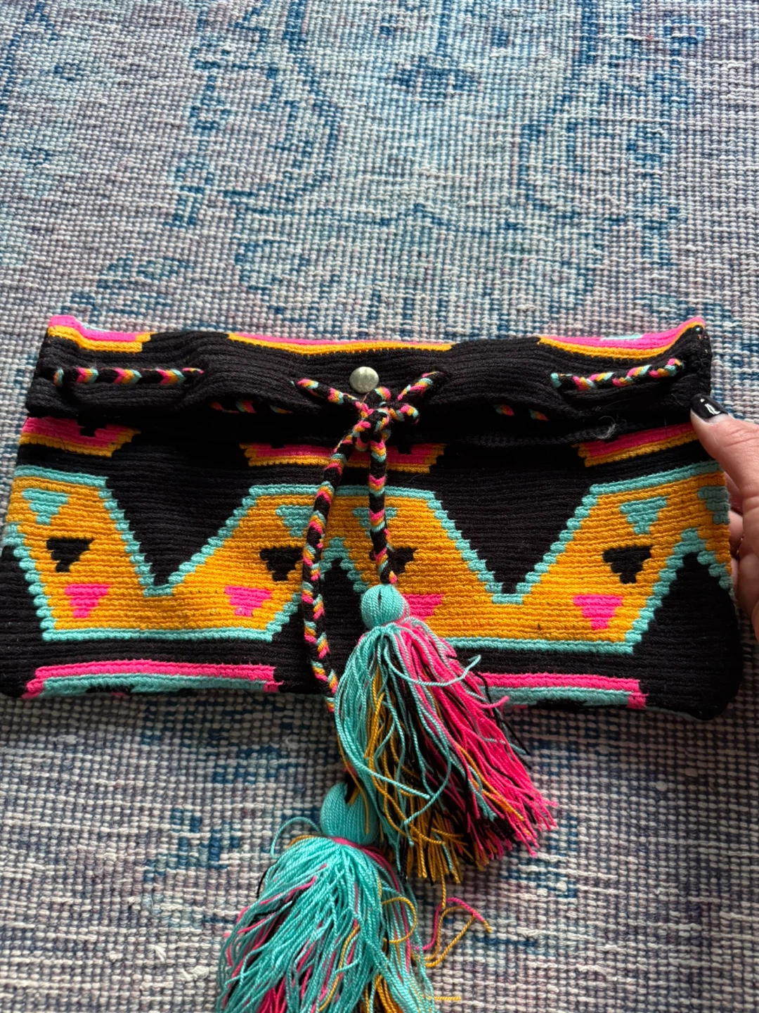 Mochila Woven Clutch with Tassels