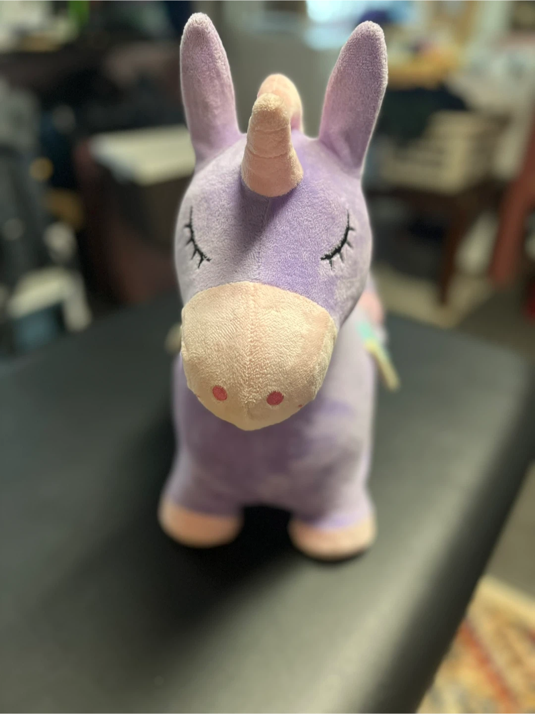 Purple Plush Unicorn Bouncer Toy