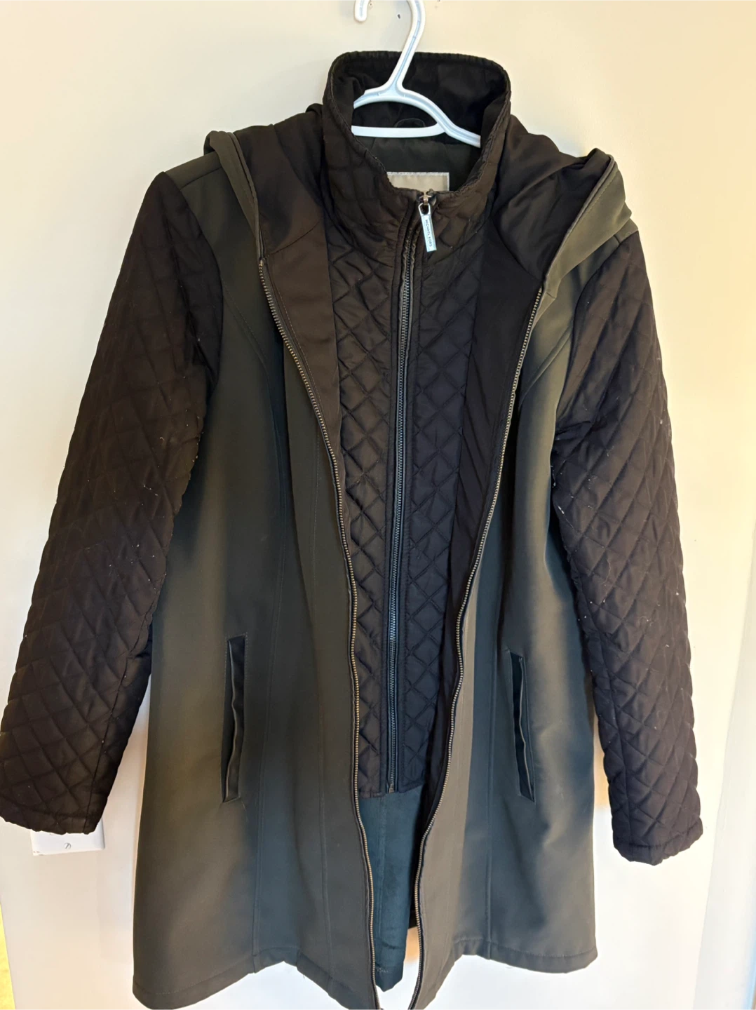Michael Kors Women's Black Quilted Sleeve Jacket Size L