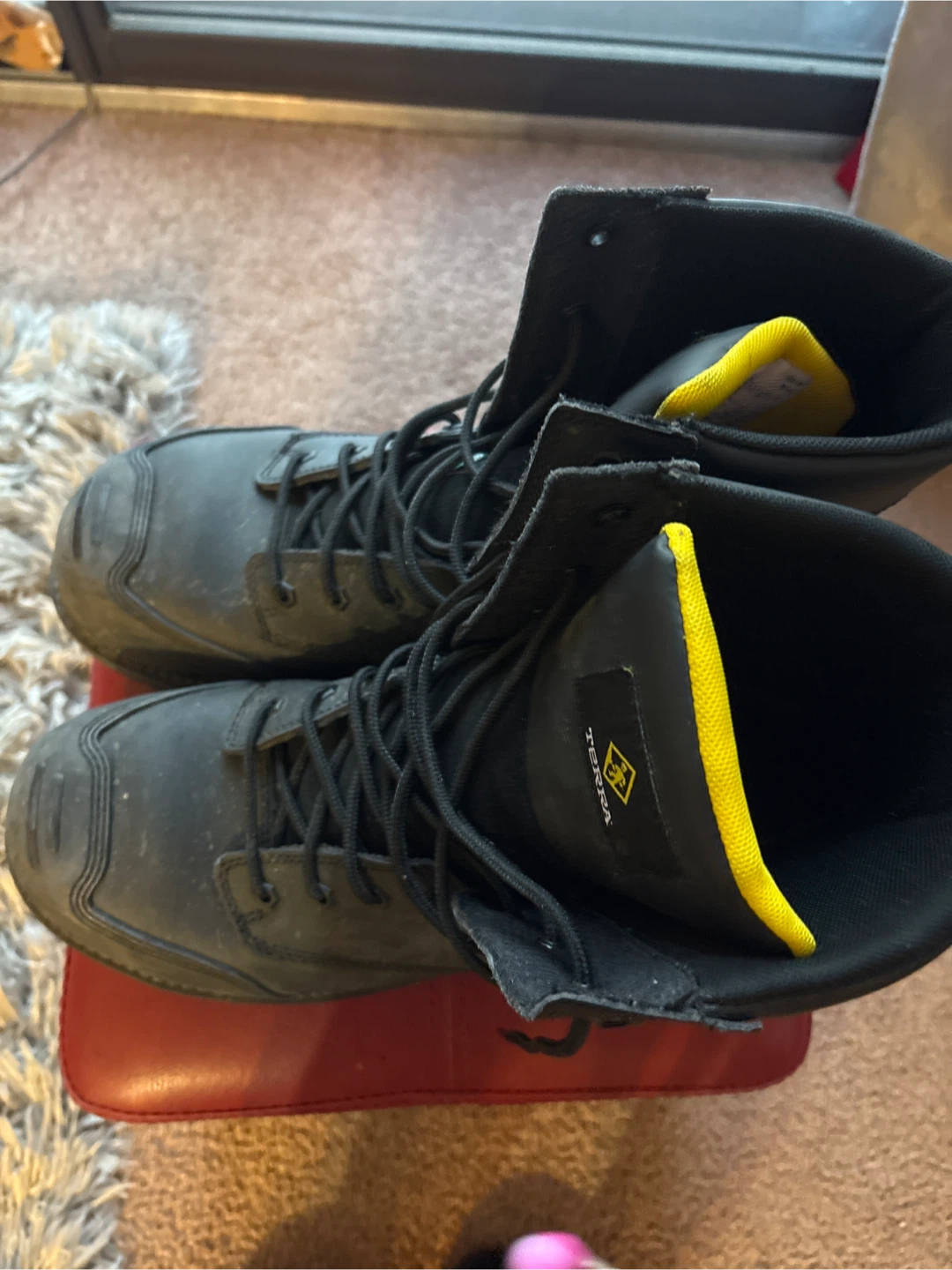 Terra Work Boots Black Leather Steel Toe Size 12W - photo 2