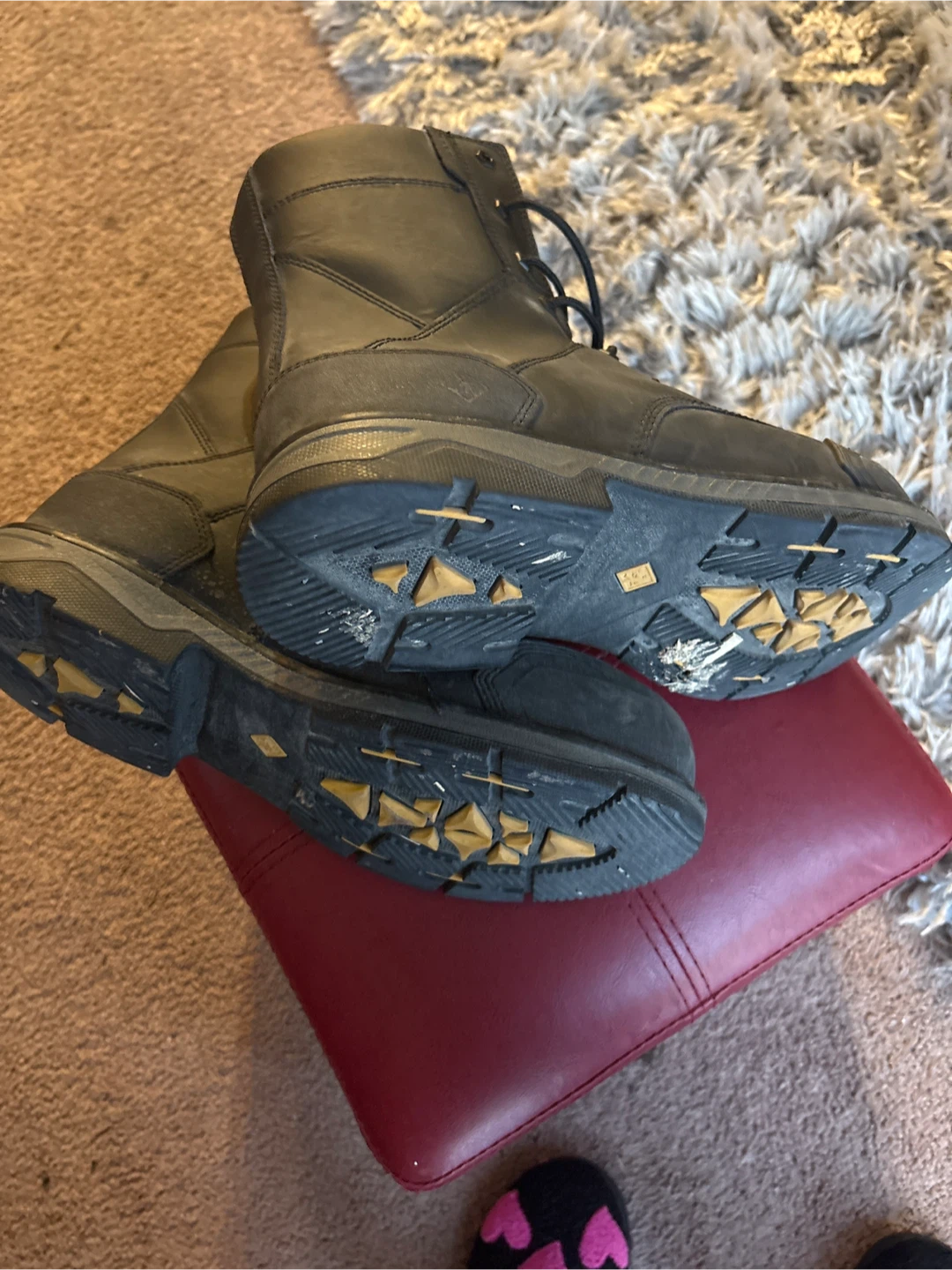 Terra Work Boots Black Leather Steel Toe Size 12W - photo 5