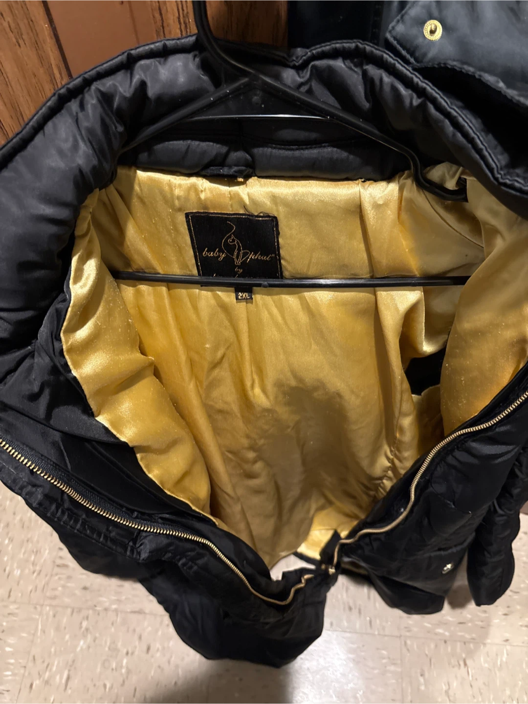 Baby Phat Women's Black Puffer Coat with Gold Lining - 2XL - photo 2