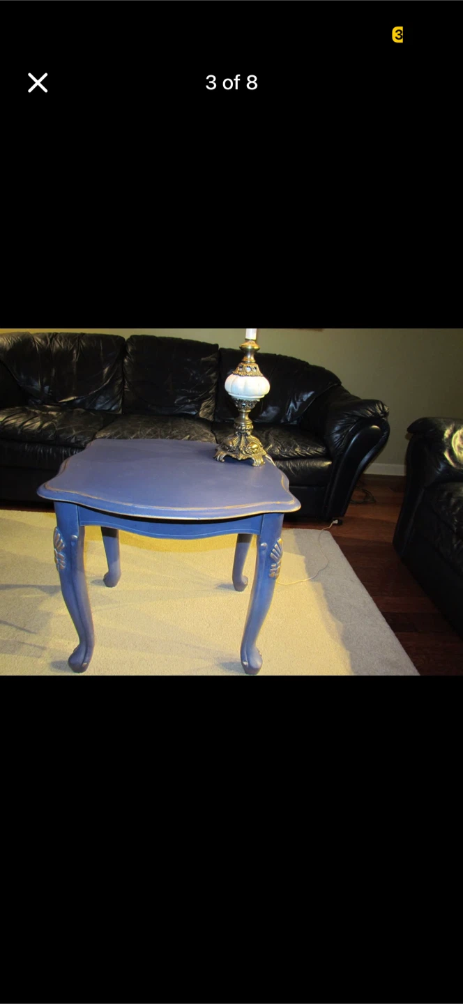 One of a kind Blue Accent Table with Ornate Legs - photo 3