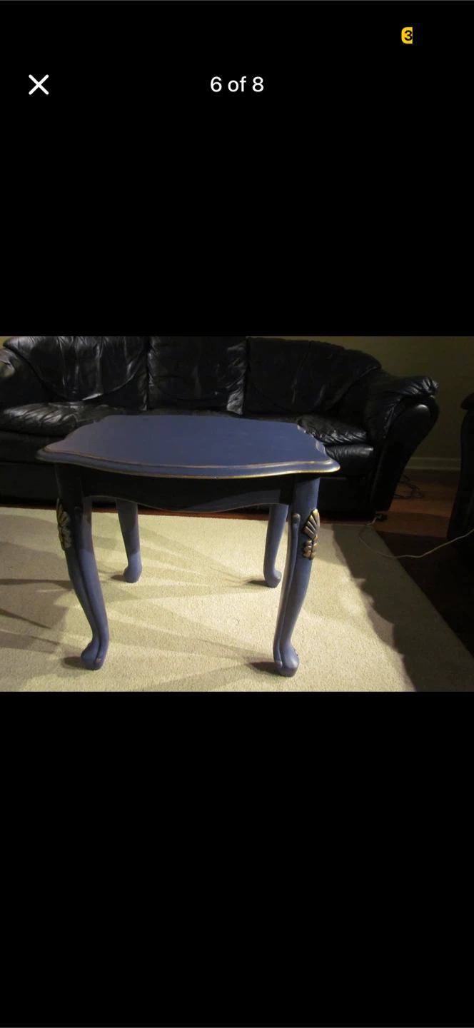 One of a kind Blue Accent Table with Ornate Legs - photo 5