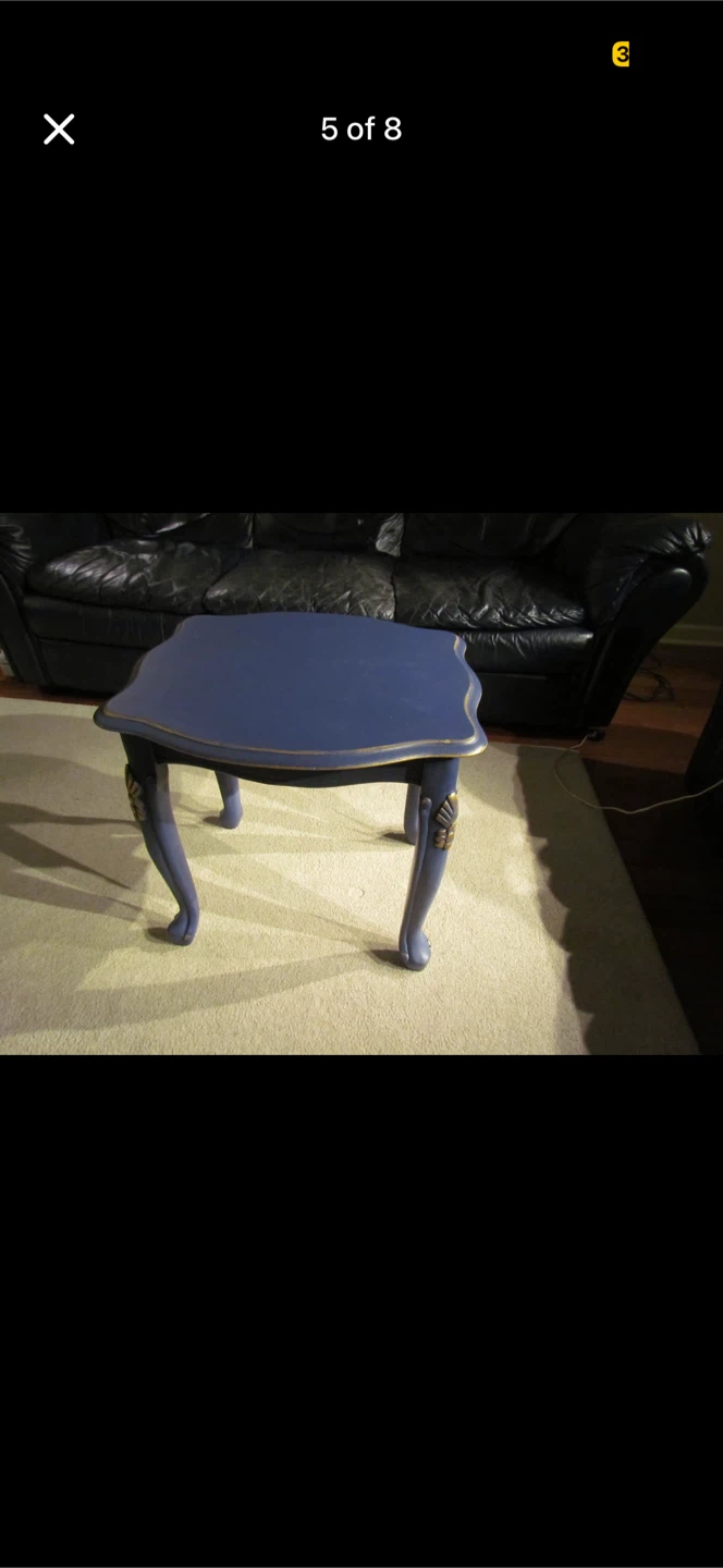 One of a kind Blue Accent Table with Ornate Legs - photo 4
