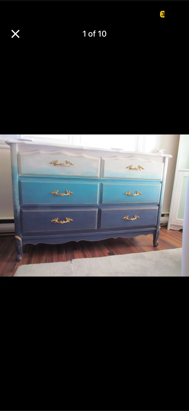 MOVE OUT SALE Refurbished Dresser with Ombre Blue Finish