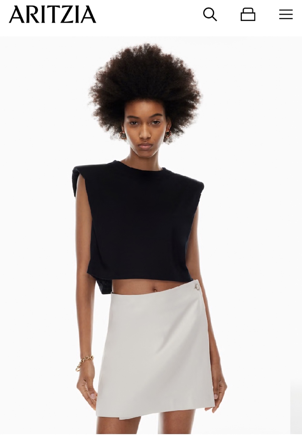 New Babaton Shoulder Pad Tee (Blue)- XS