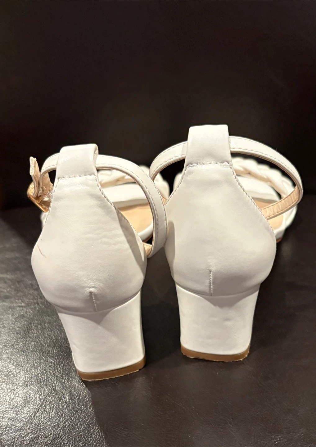 White Braided Block Heel Sandals - Size 9 - photo 3