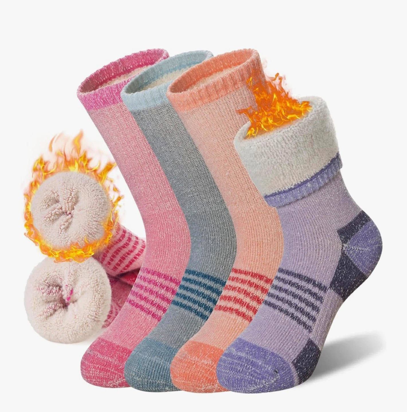 Kids Wool Hiking Socks - 4 Pairs