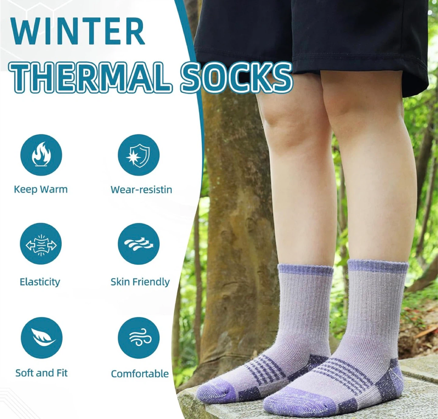 Kids Wool Hiking Socks - 4 Pairs - photo 5