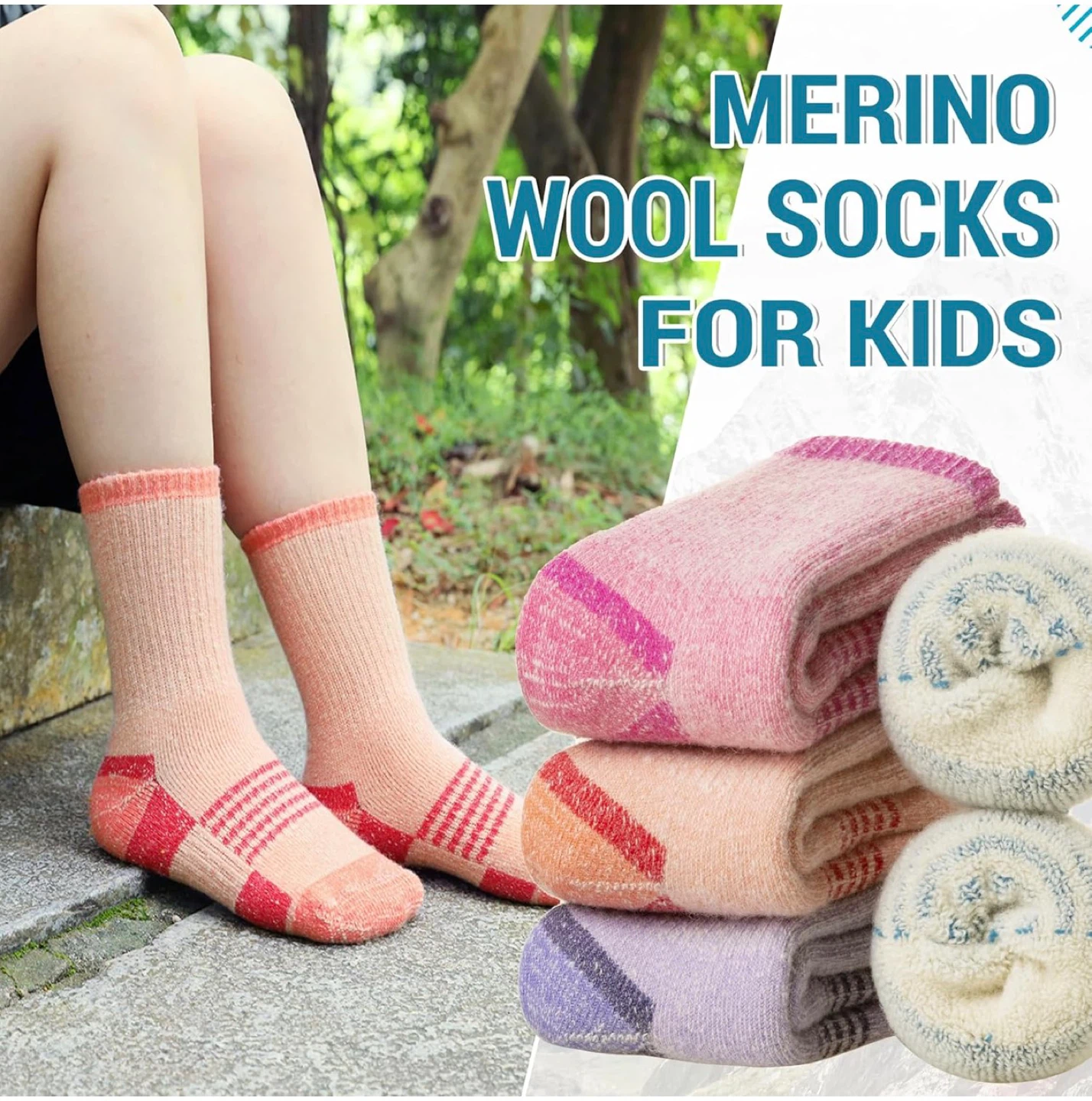 Kids Wool Hiking Socks - 4 Pairs - photo 3