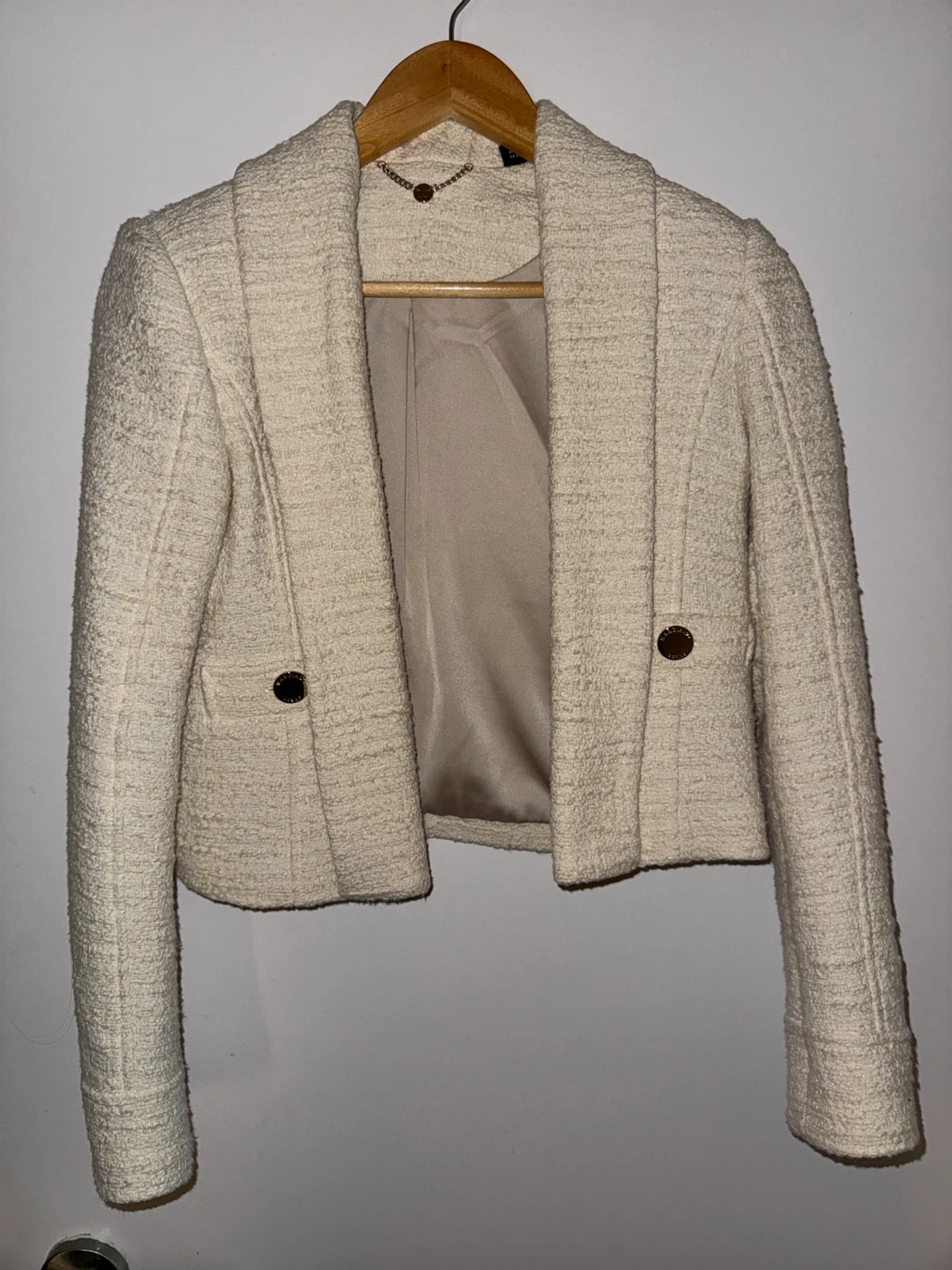 Marciano Cream Tweed Cropped Jacket