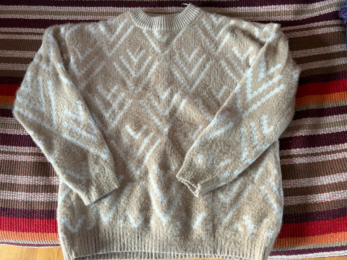 Fuzzy Geometric Pattern Sweater