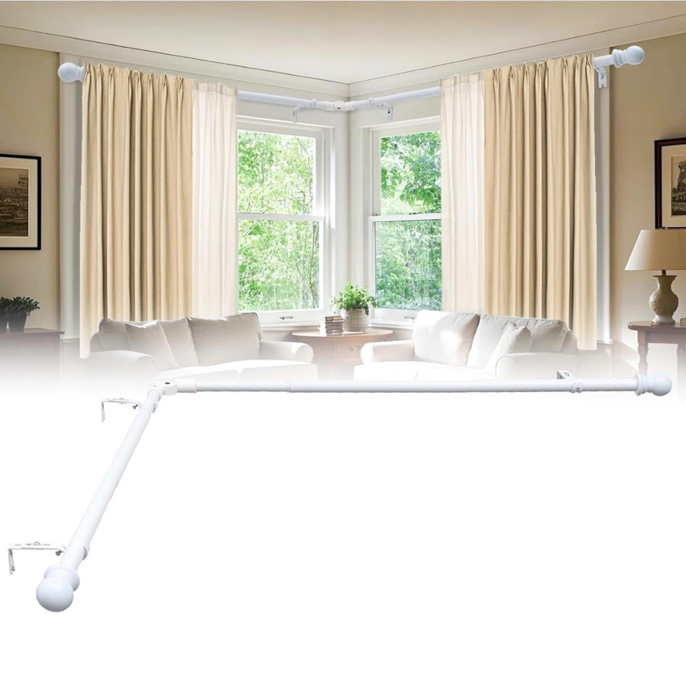 Adjustable Corner Curtain Rod Set - photo 3