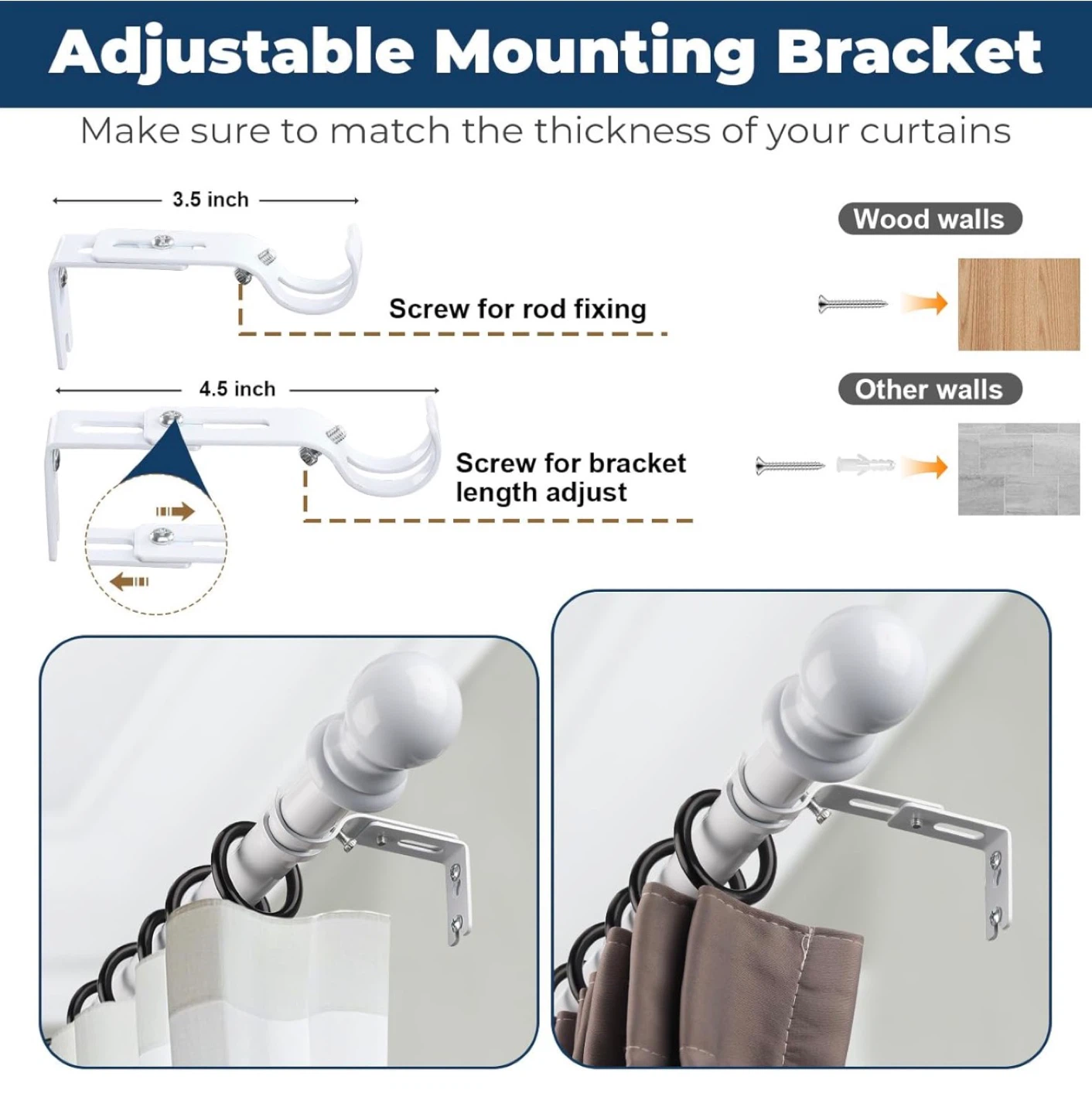 Adjustable Corner Curtain Rod Set - photo 5