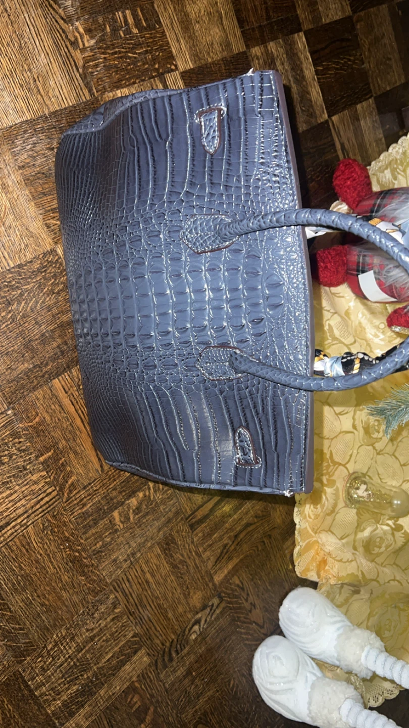 Hermès Paris Crocodile Embossed Handbag with Scarf Accent - photo 2
