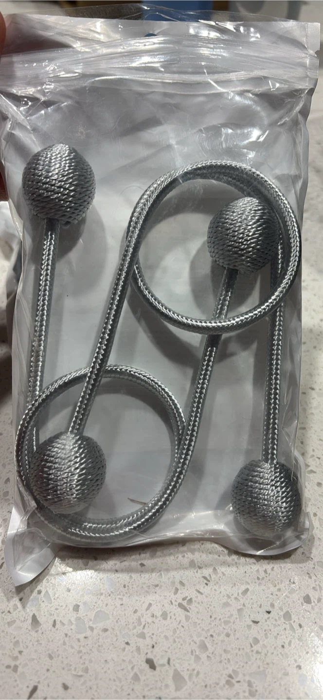 Set of 2 pc Silver Magnetic Curtain Tie-Backs - photo 2