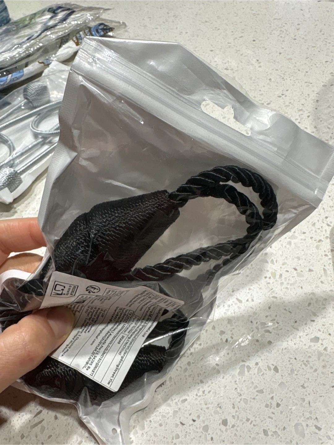 2 Black Rope Curtain Tie-Backs with Magnetic Clasps - photo 3
