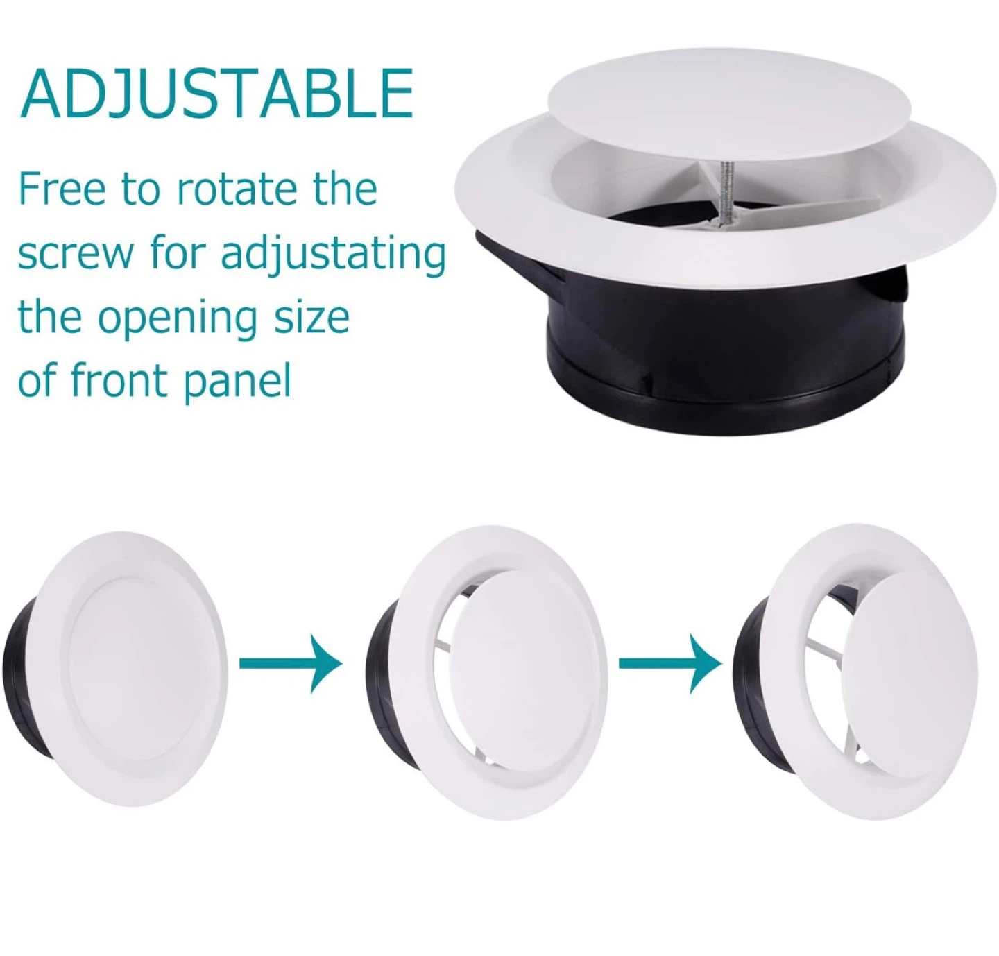 6 Inch Air Vent Covers, ABS Adjustable Soffit Vent - photo 5