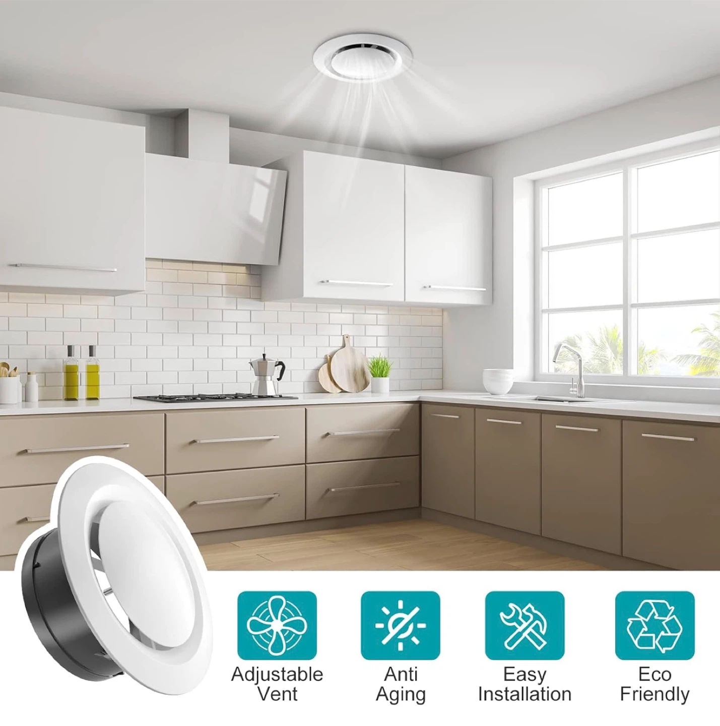 6 Inch Air Vent Covers, ABS Adjustable Soffit Vent - photo 4