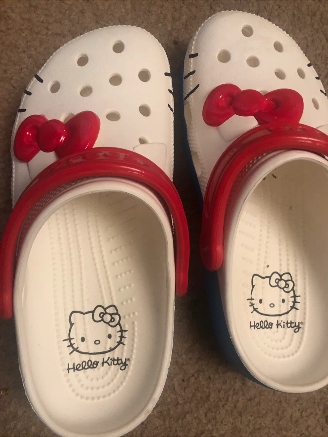 7 size Hello Kitty White Crocs with Red Bows - Kids Size - photo 2