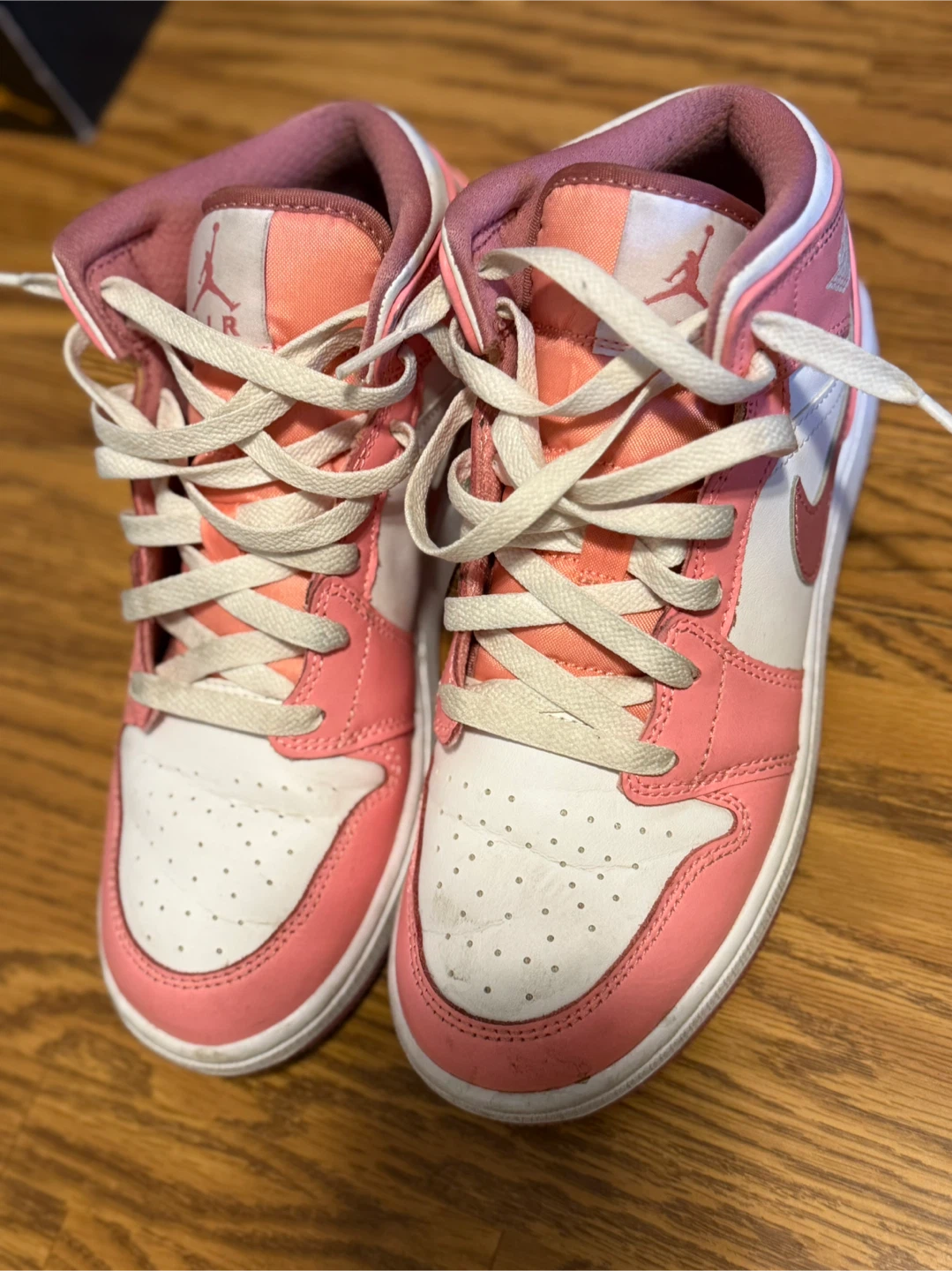 Nike Air Jordan 1 Mid SE Pink White Youth Sneakers - photo 2
