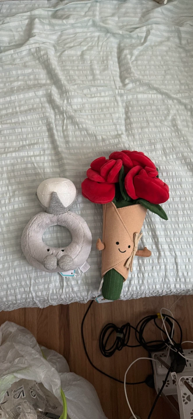 Jellycat bouquet plush and ring rattle toy