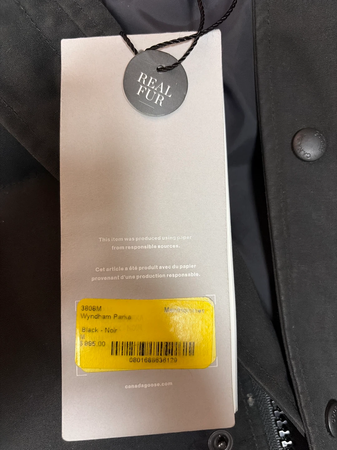 （Real Fur）Canada Goose Wyndham Parka Black M - photo 2