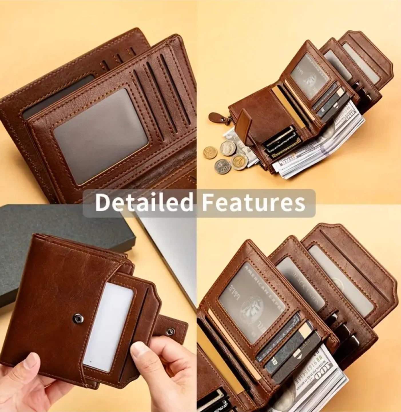 New ! Brown  PU Leather Wallet - photo 2