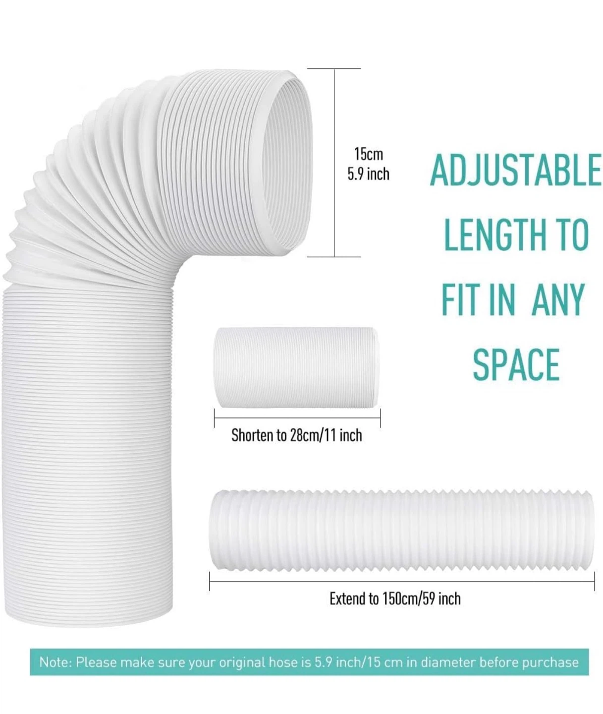 White Flexible Dryer Vent Hose 5.9" Diameter - photo 3