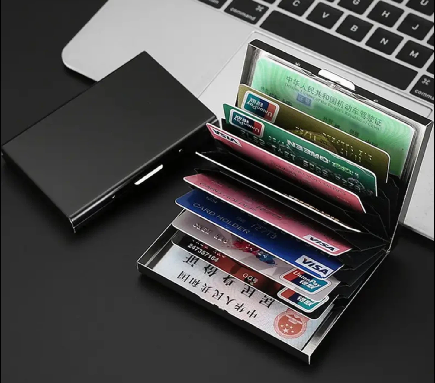 New! Aluminum 10 Card Holder Wallet with Floral "U " Design - photo 3