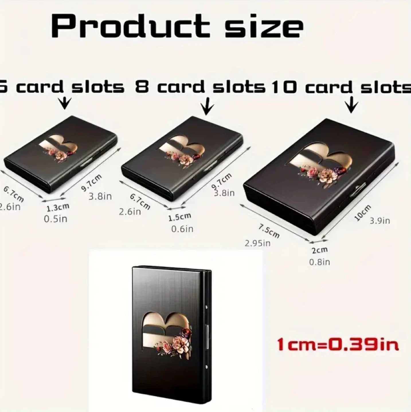 New! Aluminum 10 Card Holder Wallet with Floral "U " Design - photo 5