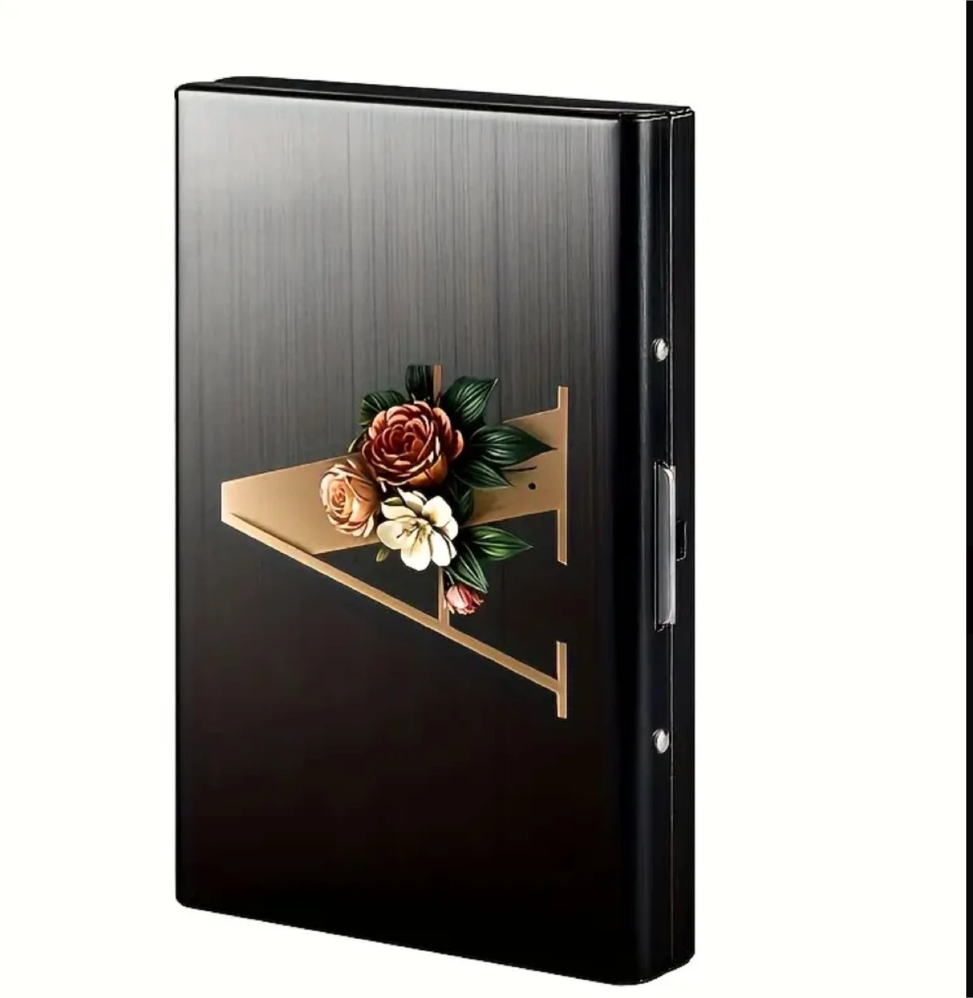 New! Aluminum 10 Card Holder Wallet with Floral "U " Design - photo 4