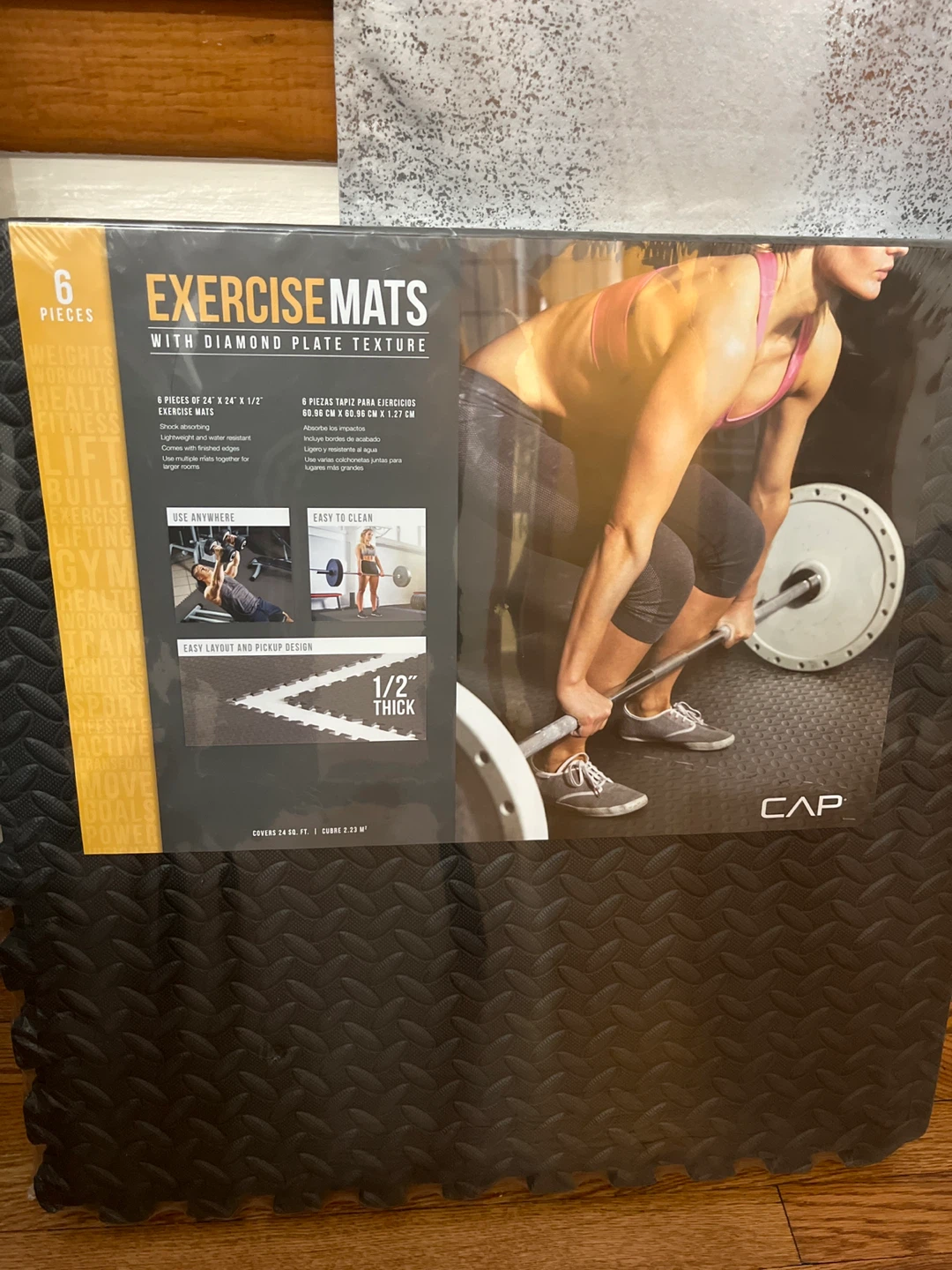 CAP Exercise Mats with Diamond Plate Texture - 6 Pieces - photo 2