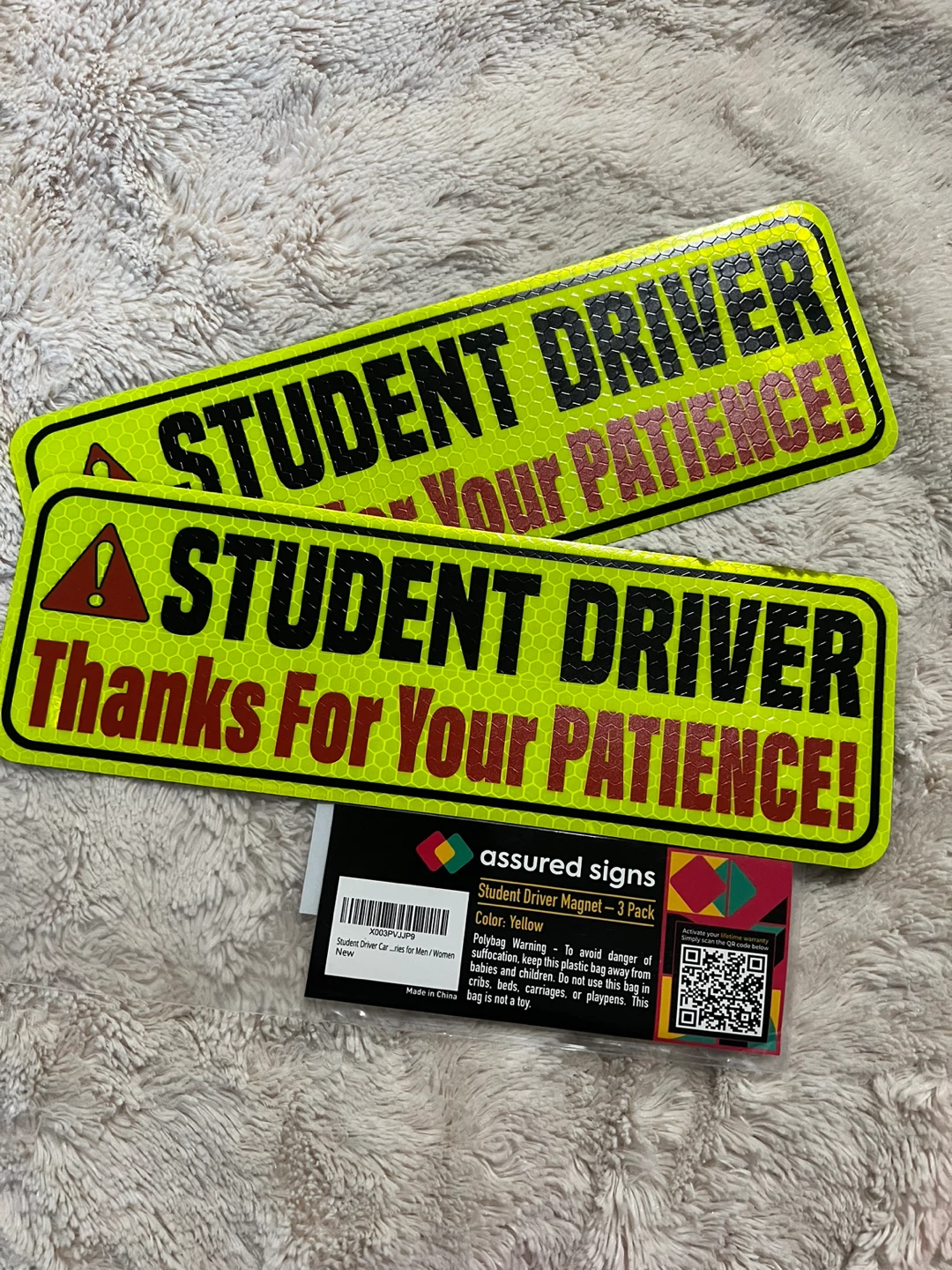 Assured Signs Student Driver Magnet - 3 Pack Yellow