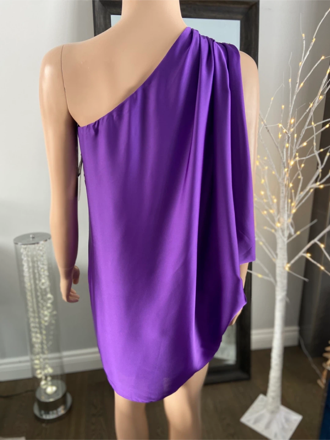NWT: Aqua Purple One Shoulder Embellished Mini Dress 0 or 10 - photo 5