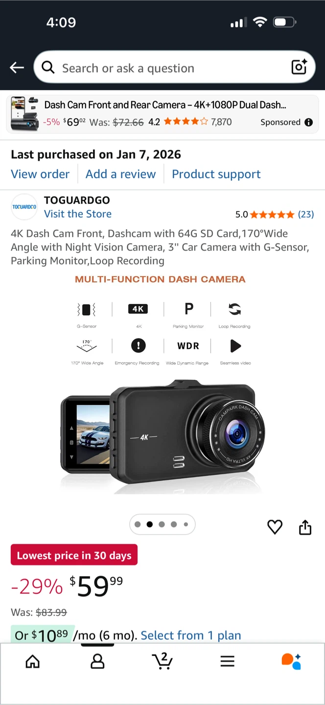TOGUARDGO 4K Dash Cam with 64GB SD Card - photo 2
