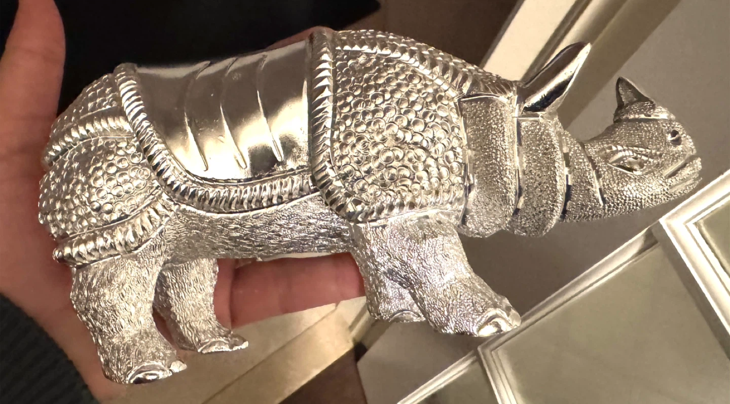 Rhino Figurine Silver Tone, metal - photo 2