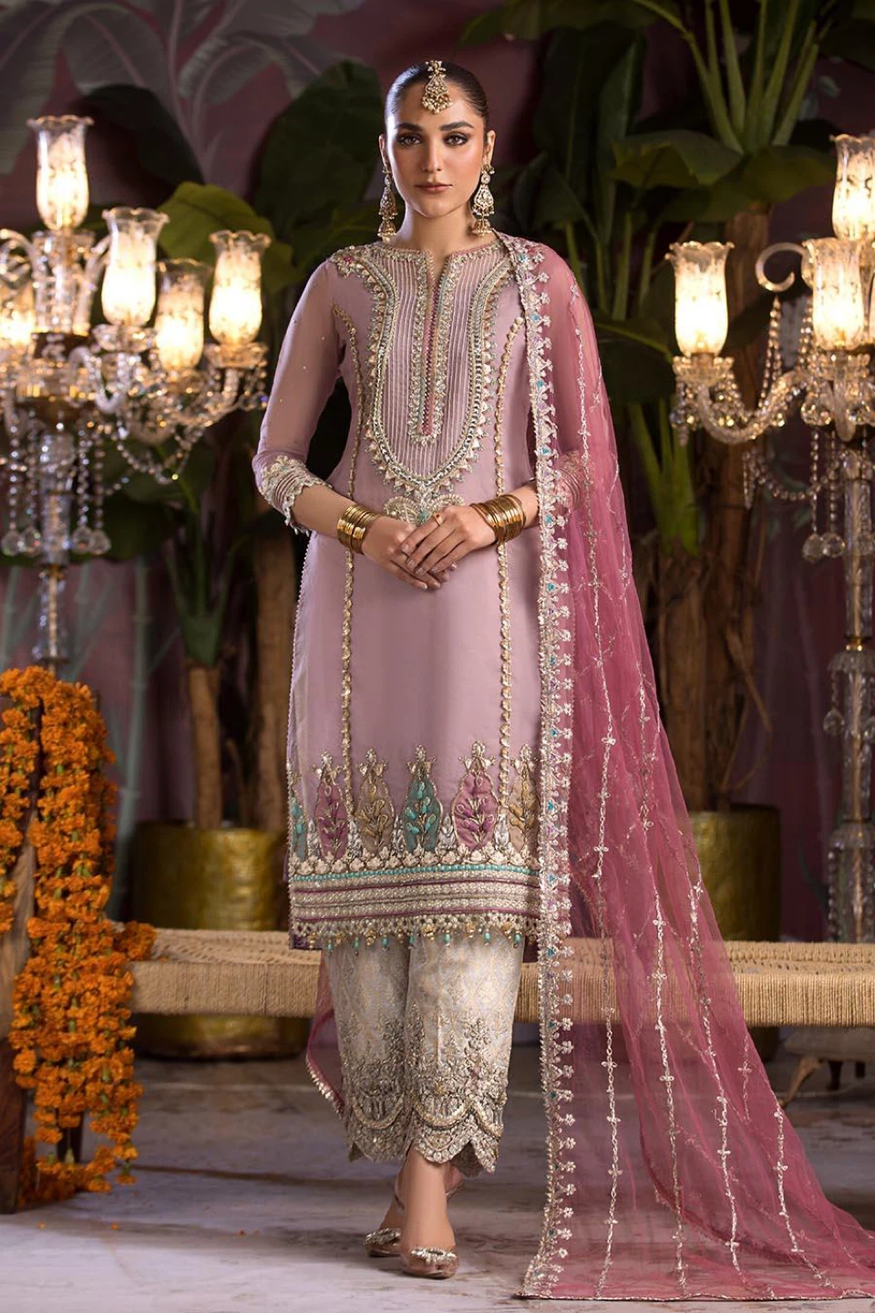 Embellished Pakistani Salwar Kameez with Dupatta