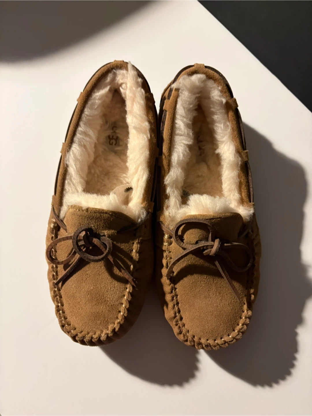UGG Australia Brown Suede Sheepskin Moccasin Slippers - photo 4