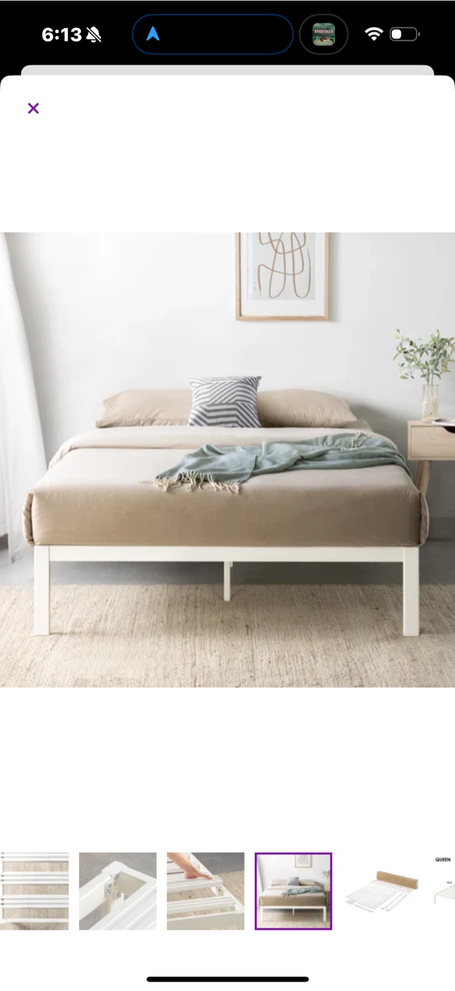 14” steel queen bed frame
